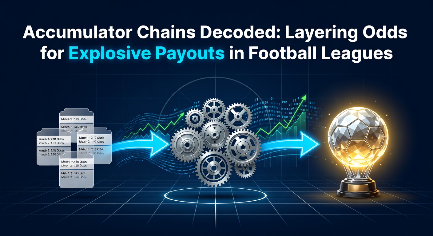 Grafiek met gestapelde odds in een accumulator ketting voor voetbalwedstrijden, toon explosieve payout potentieel