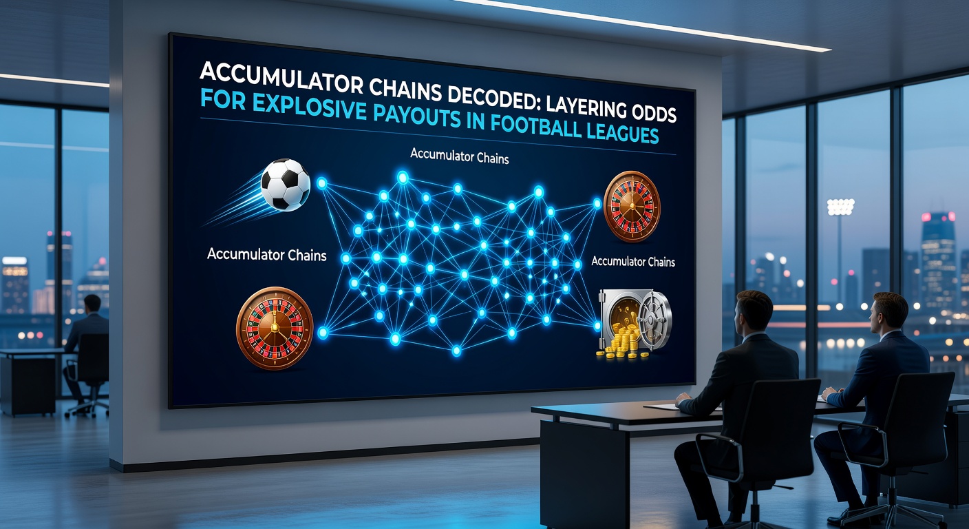 Voorbeeld van een succesvolle accumulator ketting in een voetbalcompetitie, met grafiek van gestapelde odds en uiteindelijke payout