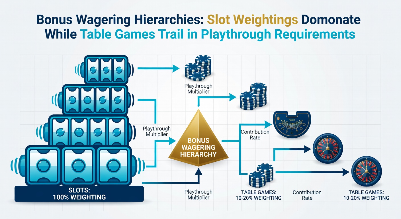 Vergelijkende tabel van omzeteisen voor slots versus tafelspellen in online casinos
