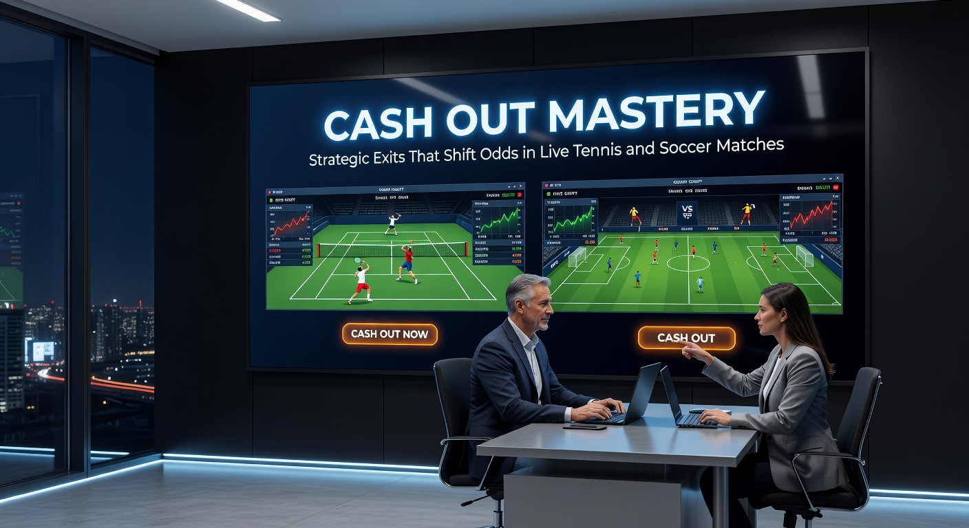 Live tenniswedstrijd met cash out knop op een weddenschapsplatform, spelers in actie op de baan terwijl odds real-time veranderen