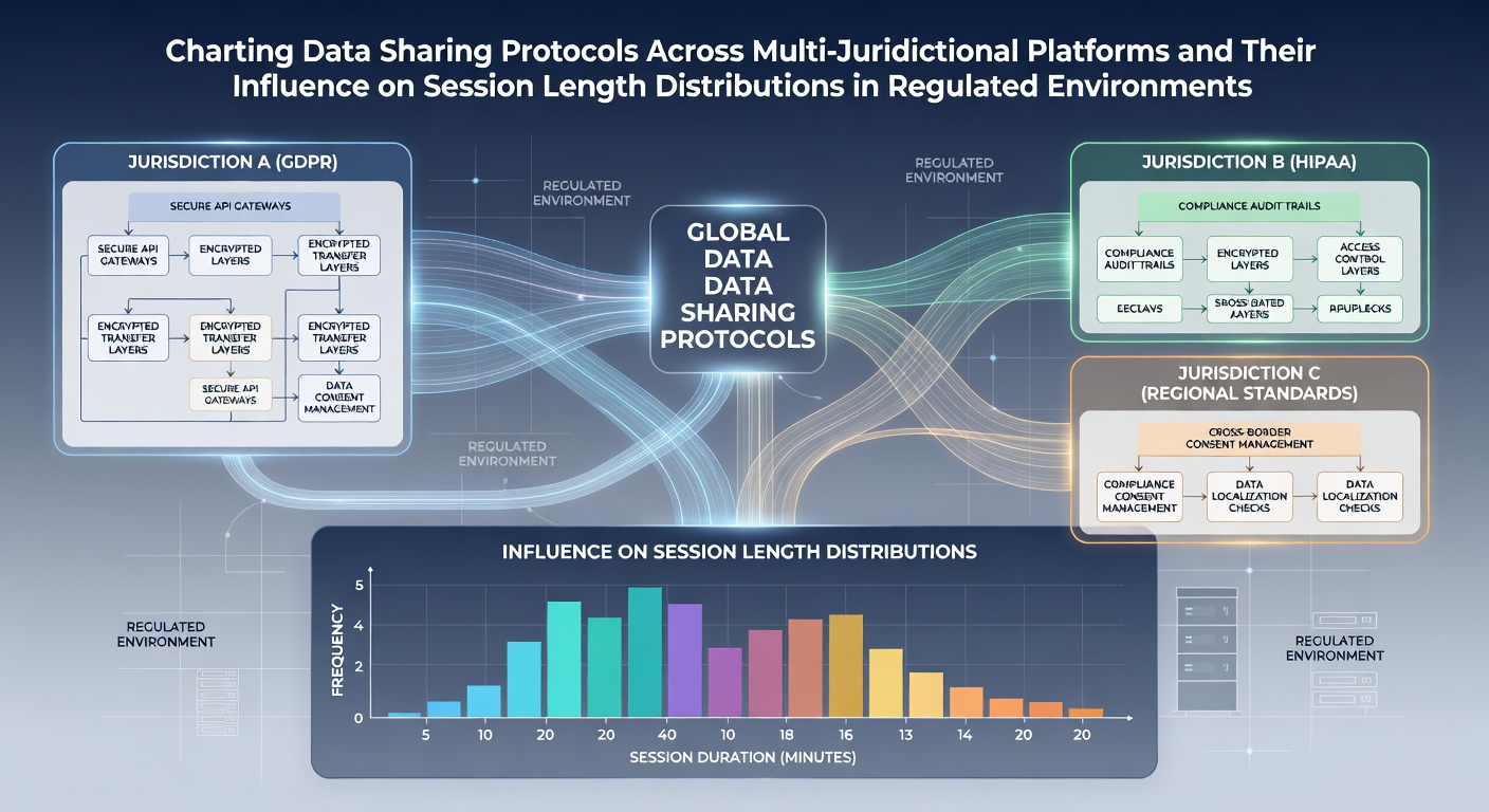 Grafiek die data sharing protocollen en sessielengtes in multi-jurisdictionele platforms illustreert