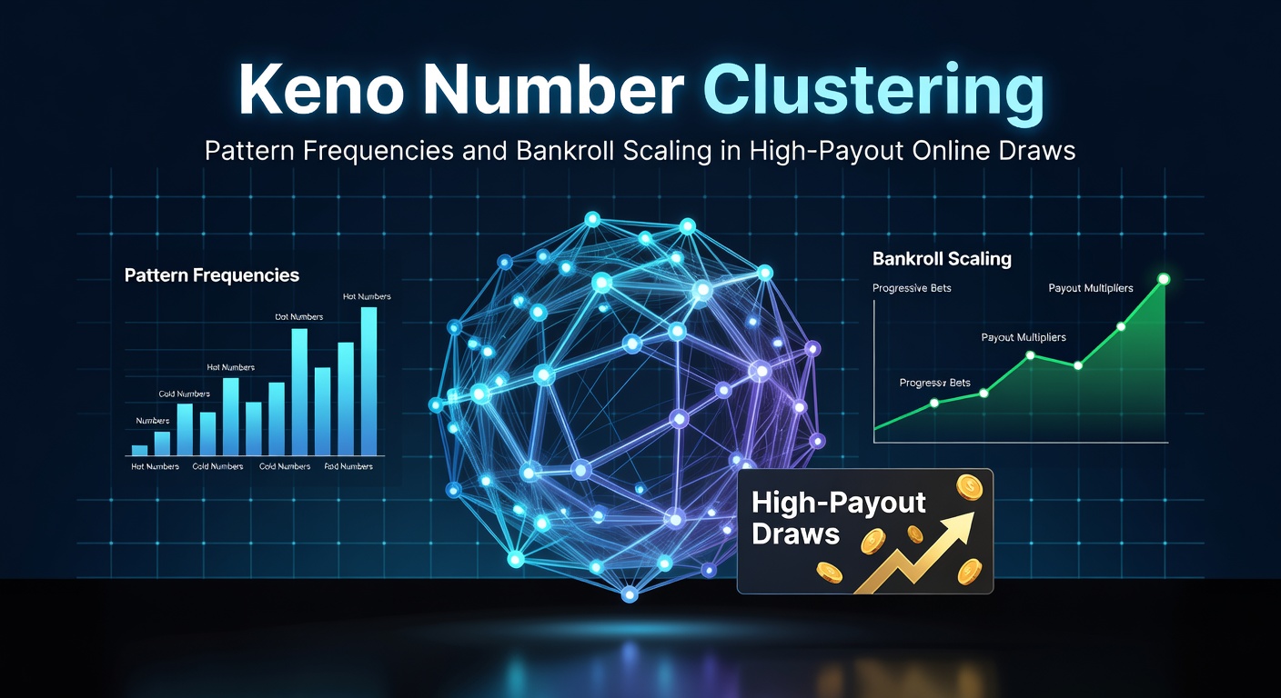Grafiek die clusteringpatronen in Keno-nummers visualiseert, met gekleurde clusters van vaak getrokken ballen in online trekkingen