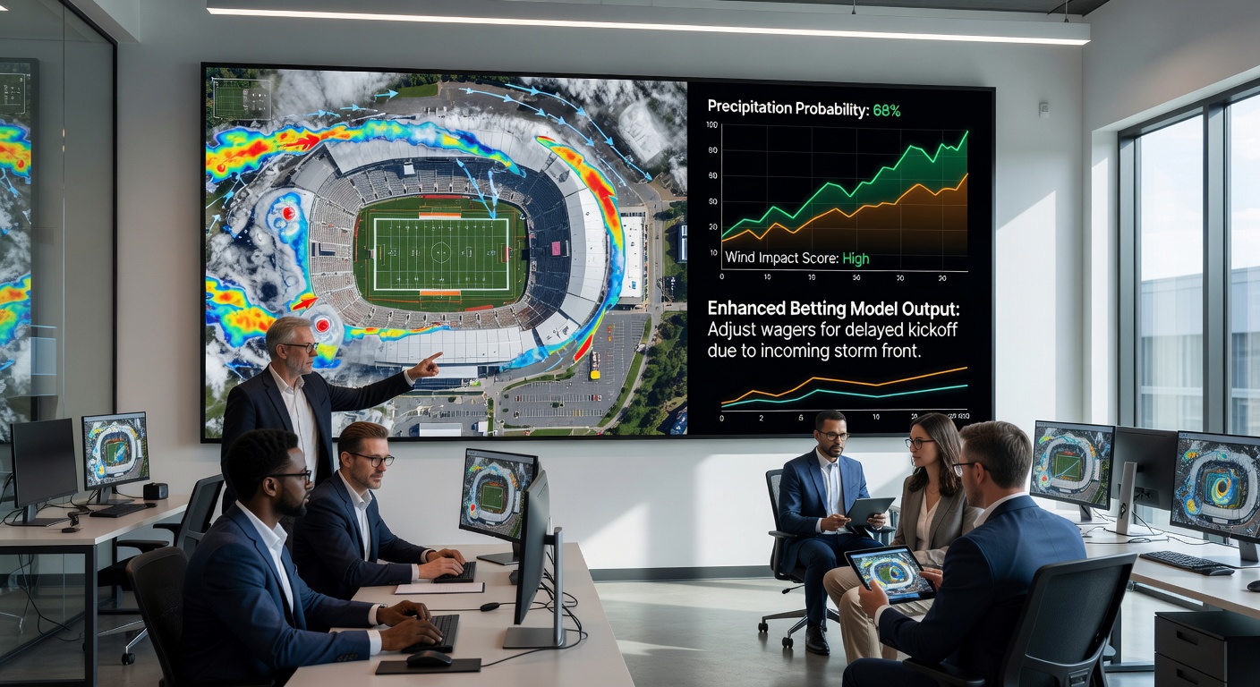 Analyse dashboard met satellietweergegevens geïntegreerd in een sportweddenschapsmodel