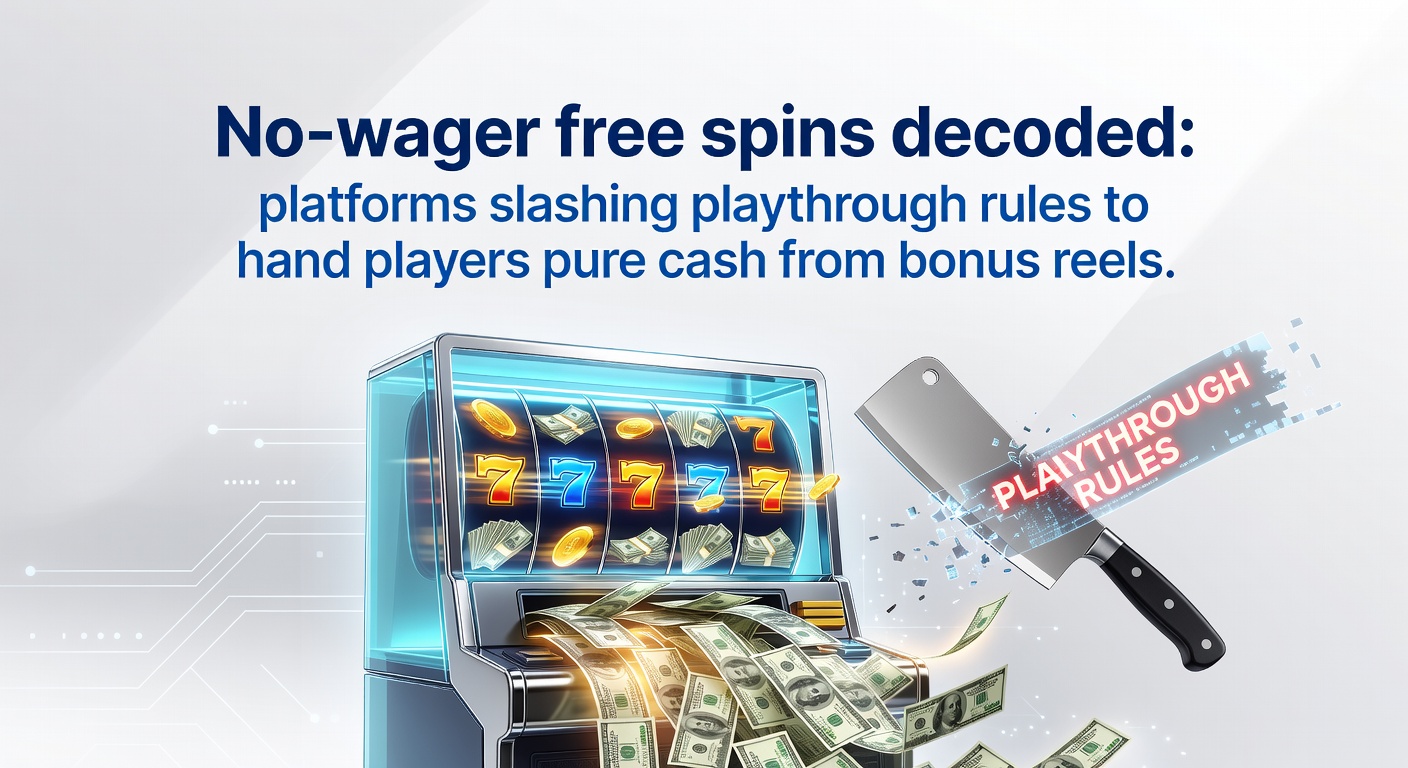 Schermafbeelding van een online casino platform met no-wager free spins promotie, bonusrollen en directe cash uitbetaling