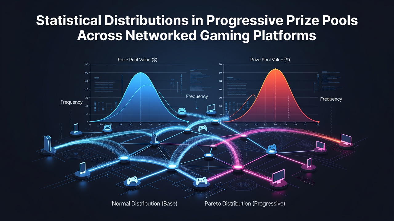 Grafiek die statistische verdelingen toont in progressieve prijzenpools over meerdere gamingplatforms