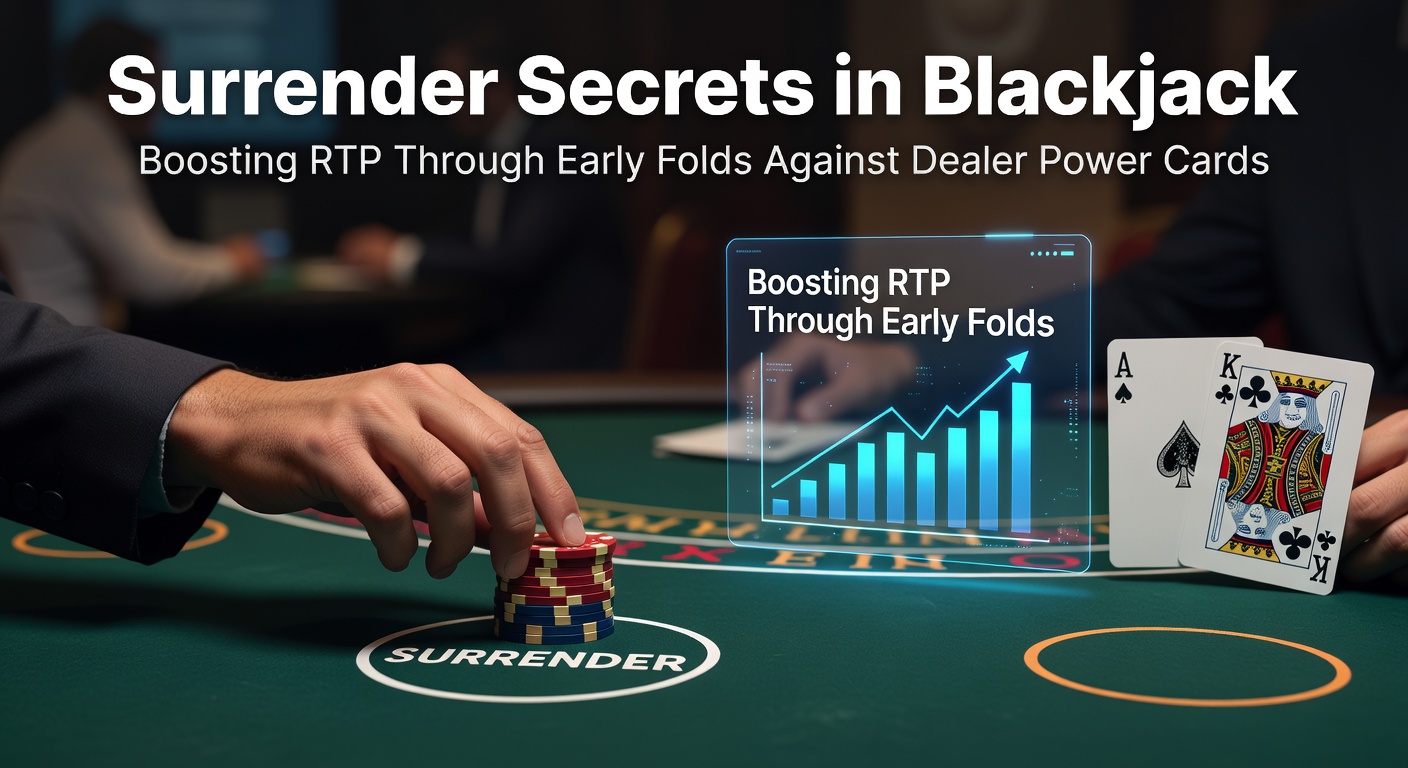 Blackjack tafel met focus op surrender-optie tegen dealer ace, spelerskaarten zichtbaar in een online casino setting