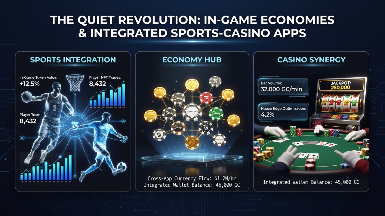 Diagram van technische integratie tussen sportweddenschappen en casino-economieën met datastromen