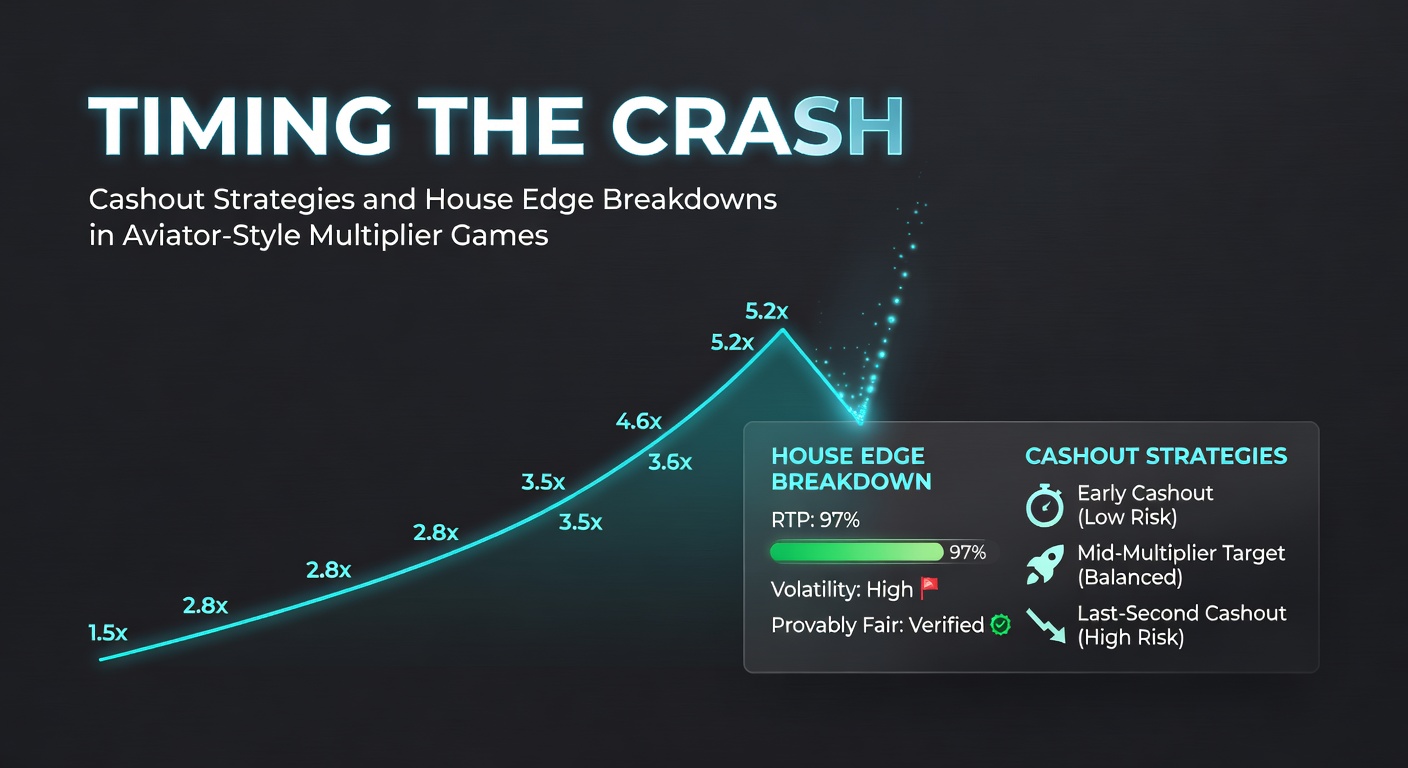Grafiek van een stijgende multipliercurve in een Aviator-game, met een rood crashpunt en cashout-momenten gemarkeerd
