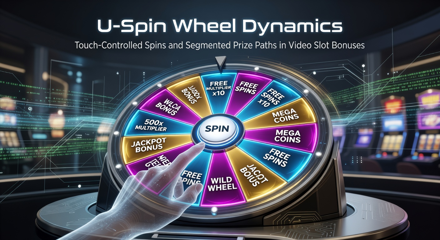 U-Spin wiel in actie op een touch-screen videoslot, met spelersvinger die het wiel laat draaien tijdens een bonusronde