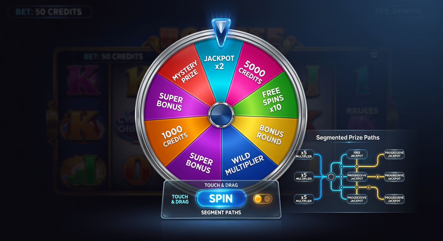 Gesegmenteerd U-Spin wiel met prijsroutes, multipliers en jackpot-segmenten die een pad vormen naar hogere uitbetalingen