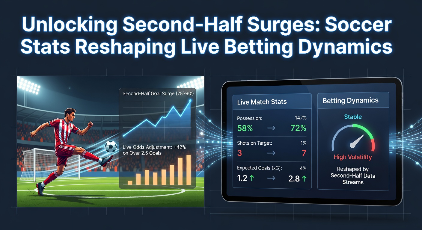 Grafiek die de verdeling van goals in de eerste en tweede helft toont in topvoetbalcompetities, met een duidelijke piek na rust
