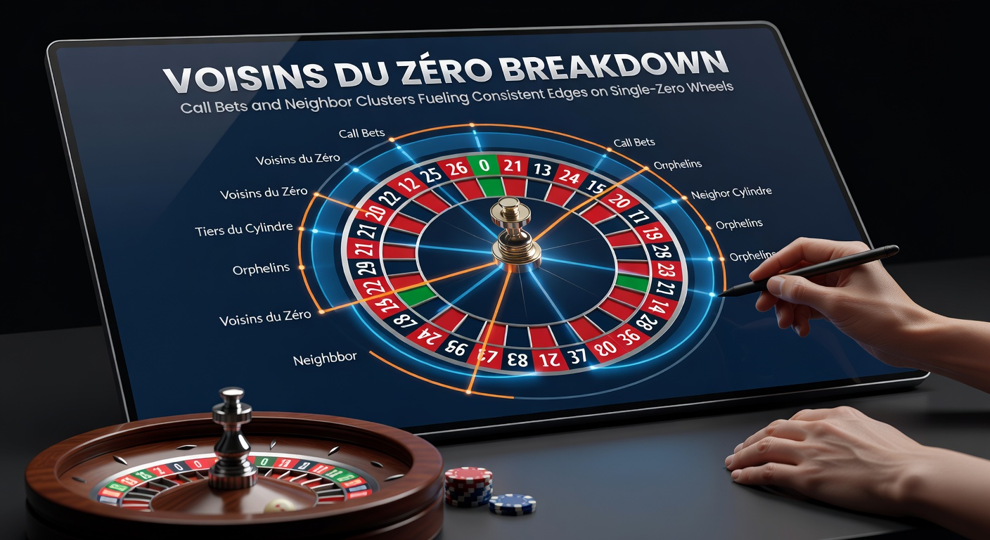 Roulettewiel met Voisins du Zéro sector gemarkeerd, tonen de 17 nummers rond de zero
